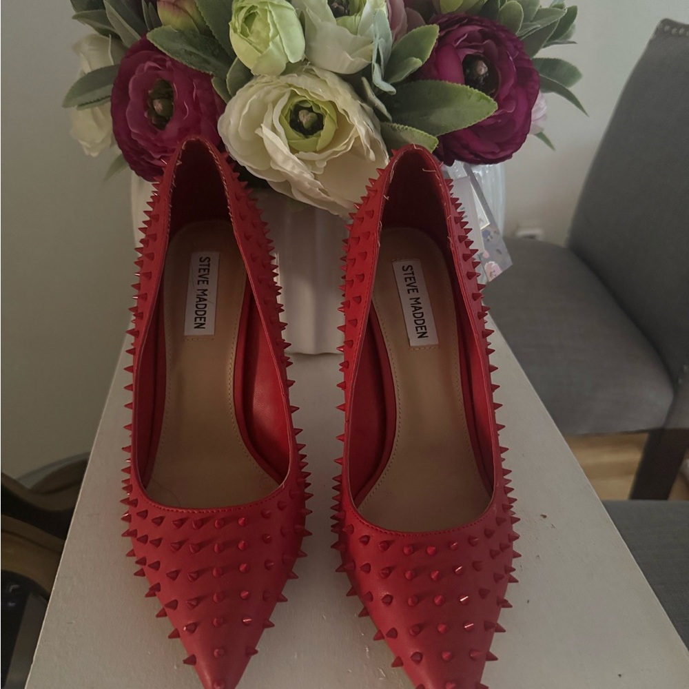 Steve Madden Red Stiletto Heels with Spikes